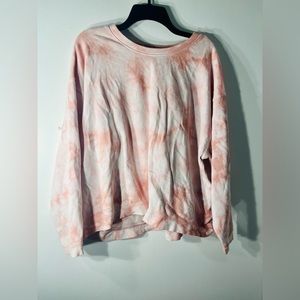White and coral women’s tye die crewneck pullover sweater xl